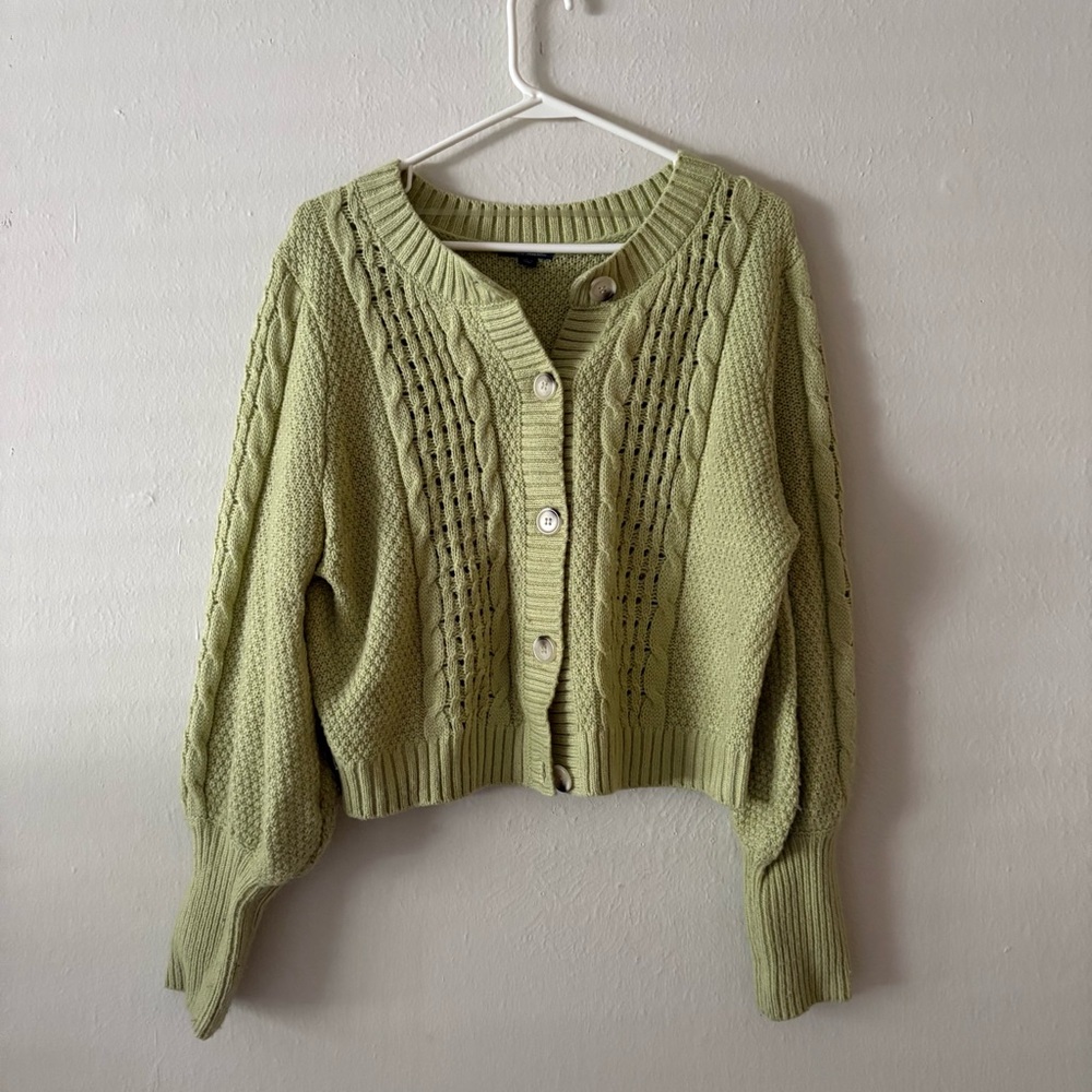 Wild Fable Green Cable Knit Cardigan